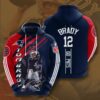 Sports American Football NFL New England Patriots Tom Brady 3D All Over Print Zip up Hoodie Option 1