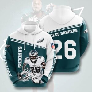 Sports American Football NFL Philadelphia Eagles Miles Sanders 3D All Over Print Zip up Hoodie Option 1