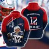 Sports American Football Nfl New England Patriots Tom Brady Usa Hoodie 3D 0