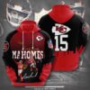 Sports American NFL Kansas City Chiefs Patrick Mahomes 3D All Over Print Zip up Hoodie Option 1