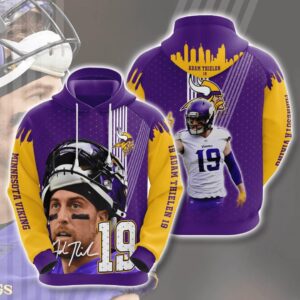 Sports American NFL Minnesota Vikings Adam Thielen 3D All Over Print Zip up Hoodie Option 1