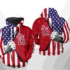 St Louis Cardinals MLB US Flag 3D Hoodie Zipper Hoodie 0