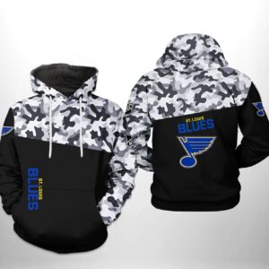 St. Louis Blues NHL Camo Veteran 3D All Over Print Zip up Hoodie Option 1