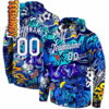 Stitched Graffiti Pattern White Royal 3D Personalized Hoodie 0