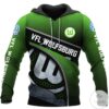 VFL Wolfsburg Logo 3D All Over Print Zip up Hoodie Option 1