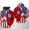 Washington Nationals MLB US Flag 3D Hoodie Zipper Hoodie 0