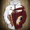 Washington Redskins Hoodie 3D Zip Hoodie Pullover Gift for Fans Washington Redskins Hoodie 3D Zip Hoodie Pullover Gift for Fans 0