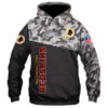 Washington Redskins Military Hoodie 3D Zip Hoodie 3D Zip Hoodie Long Sleeve New Season 0