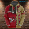 49ers Hoodie 3D Heartbeat Red Brown San Francisco 49ers Gift 0