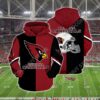 Arizona Cardinals Half Color Hoodie Customizable 3D All Over Print Hoodie With Zip up Option 1