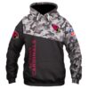 Arizona Cardinals Military Hoodie Customizable 3D All Over Print Hoodie With Zip up Option 1