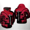 Atlanta Falcons NFL Skull Black Red 3D All Over Print Zip up Hoodie Option 1