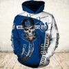 Blue and White Indianapolis Colts Skull 3D All Over Print Hoodie with Zipper 1