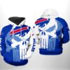 Buffalo Bills NFL Team Skull 3D All Over Print Hoodie with Zip up Option 1
