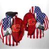 Calgary Flames NHL US Flag 3D All Over Print Hoodie with Zip up Option Show Your Team Spirit 1