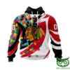 Chicago Blackhawks 3D Thunder Design Pull Over NHL Hoodie 1