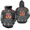 Cincinnati Bengals Christmas 3D All Over Print Zip Up Hoodie 1