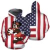Cleveland Browns NFL Football Team American Flag Disney Mickey 3D All Over Print Zip up Hoodie Option 1