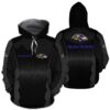 Custom Baltimore Ravens All Over Print Zip up Hoodie for Fans 1