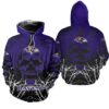 Custom Baltimore Ravens Halloween Pumpkin Skull Print 3D All Over Print Zip Hoodie Perfect Gift for NFL Fans 1