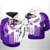 Custom Baltimore Ravens NFL Team Skull 3D All Over Print Zip up Hoodie Perfect Gifts for Football Fans 1