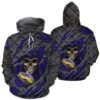 Custom Baltimore Ravens Skull Cracked Metal 3D All Over Print Zip Hoodie Perfect Gifts for Football Fans 1