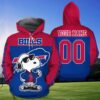 Custom Buffalo Bills Snoopy 3D All Over Print Zip Hoodie with Name and Number 1