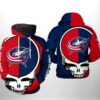 Custom Columbus Blue Jackets NHL Grateful Dead 3D All Over Print Zip up Hoodie Option Gift 1