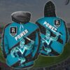 Customized 3D Printed Port Adelaide Football Club Hoodie with Mascot KC AFL Zip Up Hoodie 1