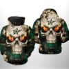 Dallas Stars NHL Team Skull 3D All Over Print Zip Up Hoodie Option 1
