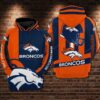 Denver Broncos NFL Football Orange 3D All Over Print Zip up Hoodie Make a Statement with this Bright Color 1