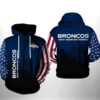Denver Broncos NFL Team US All Over Print Hoodie with Zipper 1