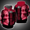 Georgia Bulldogs Skull Art For Fan 3D All Over Print Zip Hoodie Gifts For NCAA Fans 1