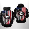 Georgia Bulldogs With Flag American Distressed 3D All Over Print Zip Hoodie Gifts For NCAA Fans 1