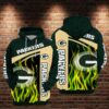 Green Bay Packers Football Fire Green Unisex 3D All Over Print Zip up HoodieNFL Zip Up Hoodie 1