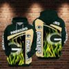 Green Bay Packers NFL Fire 3D All Over Print Hoodie with Zipper 1