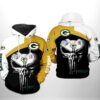 Green Bay Packers NFL Skull Punisher Team 3D All Over Print Zip up Hoodie Option 1