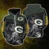 Green Bay Packers NFL Skull for Fans 3D All Over Print Hoodie with Zipper 1