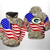 Green Bay Packers NFL US Flag Camo Veteran Team 3D All Over Print Zip up Hoodie Option 1