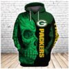 Green Bay Packers Tribal Skull Unisex 3D All Over Print Zip up HoodieNFL Zip Up Hoodie 1