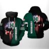 Hawaii Rainbow Warriors NCAA US Flag Skull 3D All Over Print Hoodie Zip up Hoodie 1