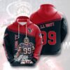 Houston Texans J.J. Watt Deep Steel Blue Battle Red 3D All Over Print Zip Up Hoodie Personalized NFL Hoodie 1