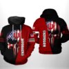 Indiana Hoosiers Ncaa Us Flag Skull 3D All Over Print Hoodie, Zip-Up Hoodie Indiana Hoosiers NCAA US Flag Skull 3D All Over Print Hoodie Zip up Hoodie 1