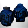 Indianapolis Colts NFL Skull 3D All Over Print Zip up Hoodie Option 1