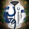 Indianapolis Colts White Blue 3D Hoodie Zip Hoodie NFL 3D All Over Print Hoodie Zip Hoodie 1