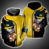 Jack Skellington Hold Ball Michigan Wolverines 3D All Over Print Zip Hoodie Gifts For NCAA Fans 1