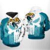 Jacksonville Jaguars NFL Team Skull 3D All Over Print Zip up Hoodie Option 1