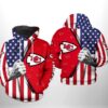Kansas City Chiefs NFL US Flag Team 3D All Over Print Zip up Hoodie Option 1