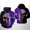 Kansas State Wildcats US Flag Skull 3D All Over Print Zip Hoodie Gifts For NCAA Fans 1