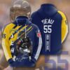 Los Angeles Chargers Junior Seau Navy Blue Gold Unisex 3D All Over Print Zip up HoodieNFL Zip Up Hoodie 1